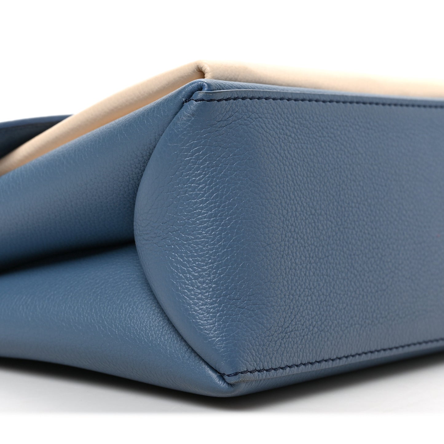 Soft Calfskin My Lockme Top Handle Blue Jean Creme