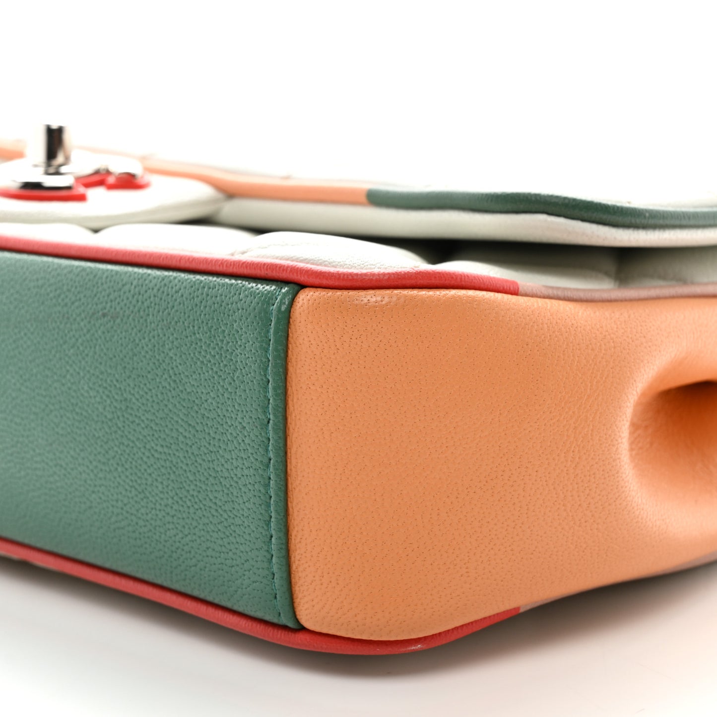 Lambskin Plexiglass Quilted Small Cuba Color Flap White Multicolor