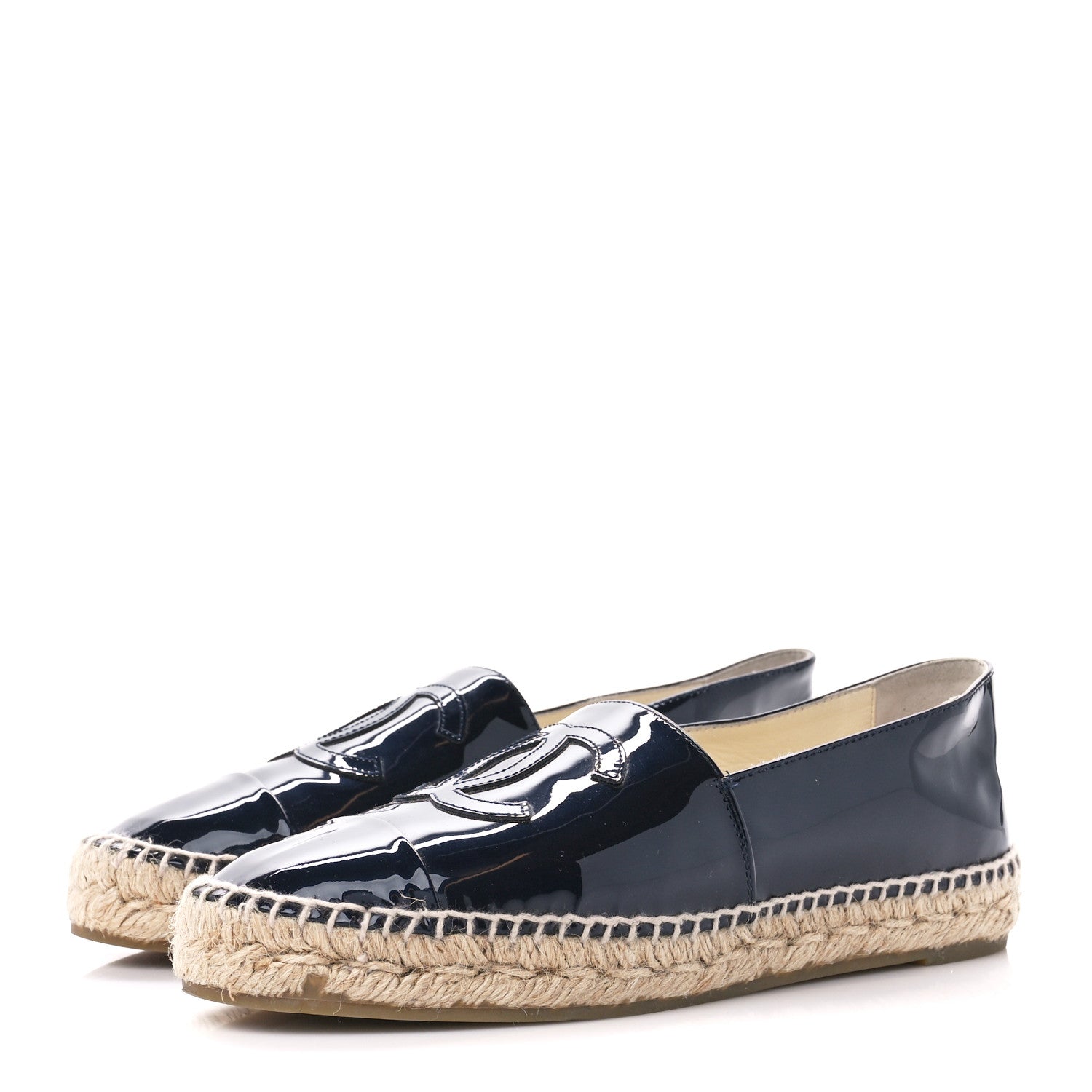 Chanel Patent CC Espadrilles 38 Navy 3 of 10