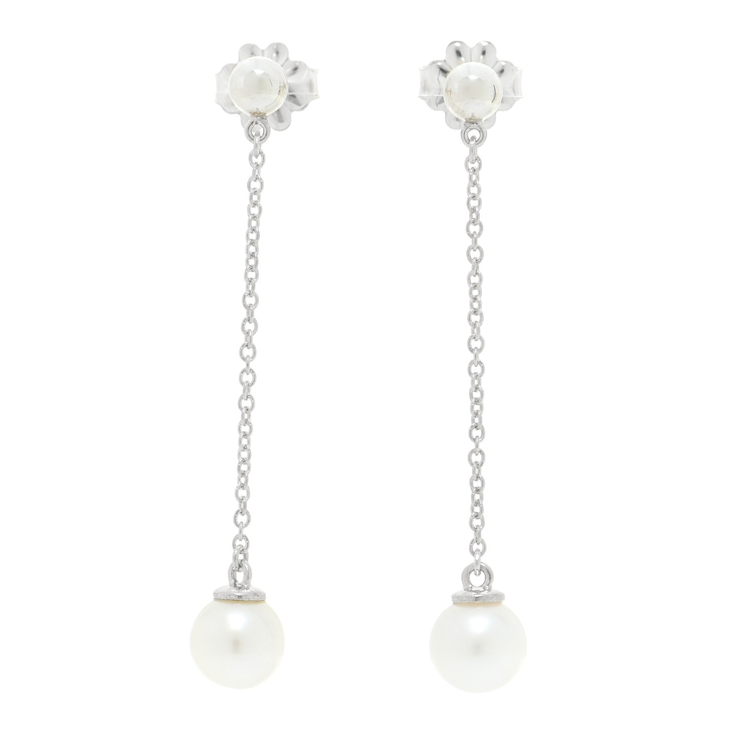 Tiffany Sterling Silver Pearl Ziegfeld Drop Earrings 1 of 5