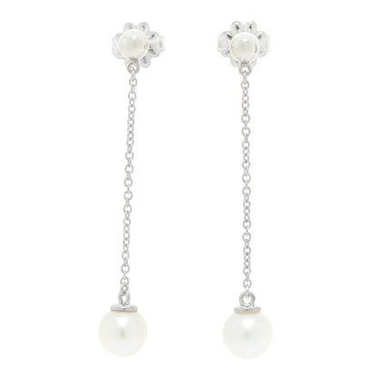 Tiffany Sterling Silver Pearl Ziegfeld Drop Earrings 1 of 5