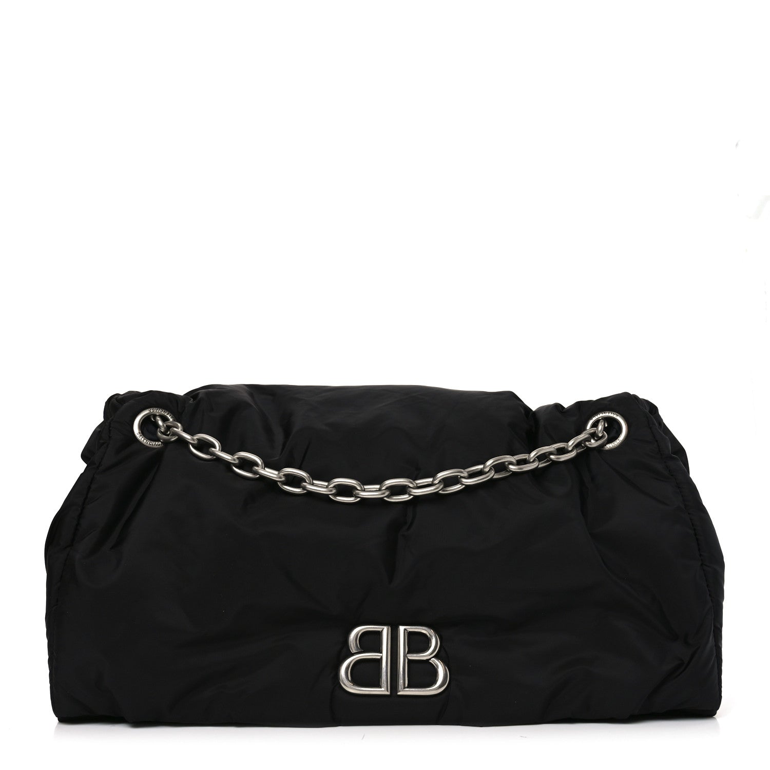 Balenciaga Nylon Large Monaco Chain Shoulder Bag Black 1 of 9