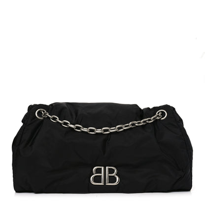 Balenciaga Nylon Large Monaco Chain Shoulder Bag Black 1 of 9