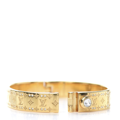 Louis Vuitton Brass Crystal Monogram Nanogram Strass Cuff S Gold 7 of 7