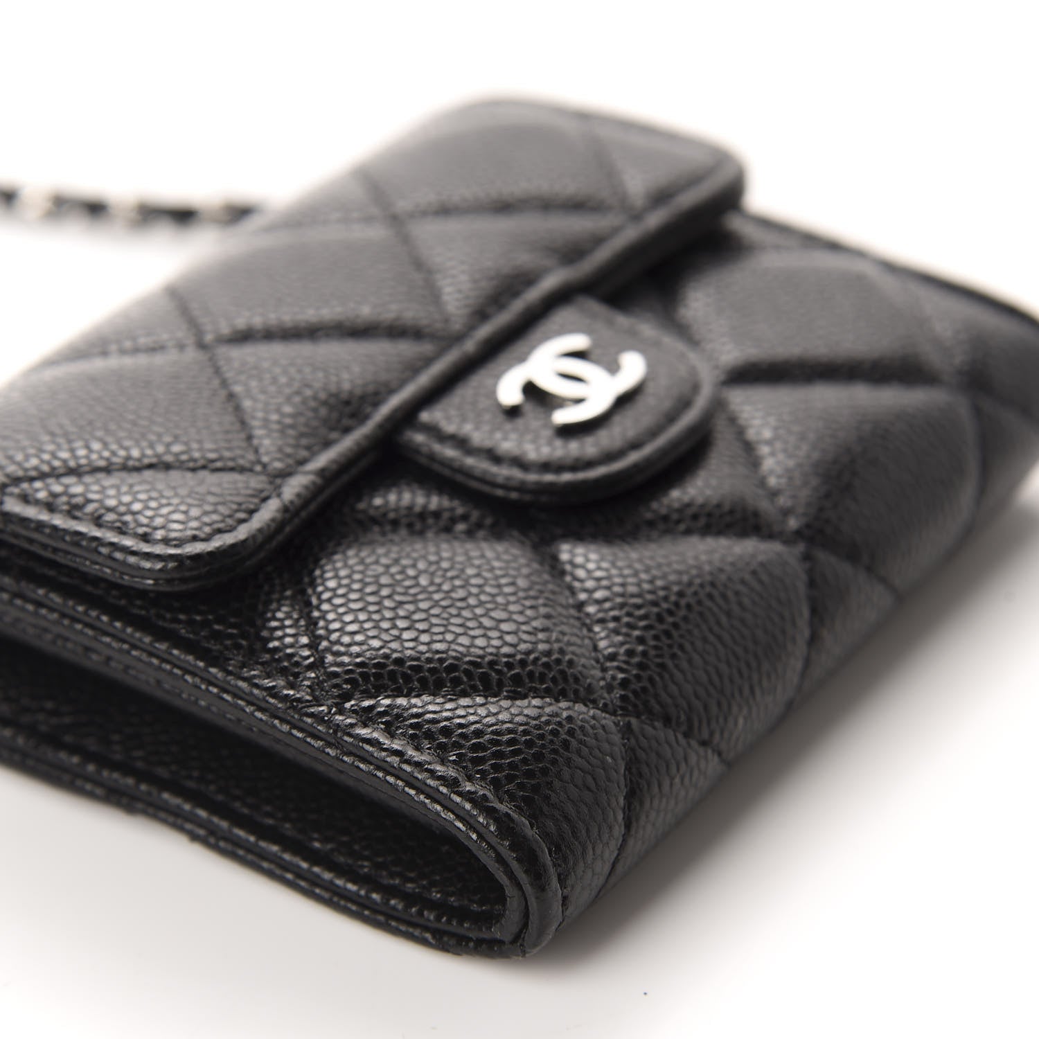 Chanel Caviar Quilted Flap Card Holder On Chain Black 6 of 12