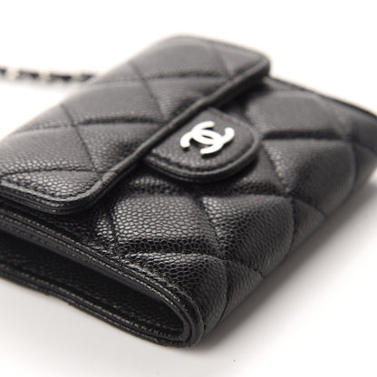 Chanel Caviar Quilted Flap Card Holder On Chain Black 6 of 12