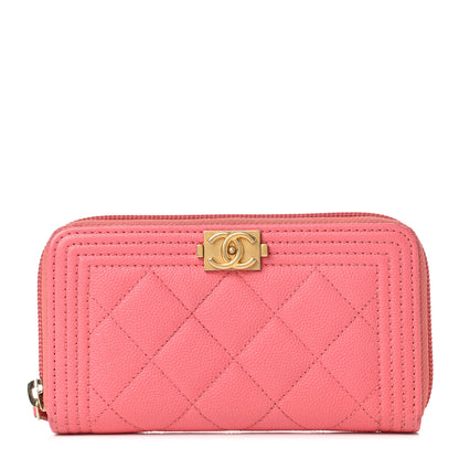 Chanel Caviar Quilted Small Boy Zip Around Wallet Pink 1 of 8