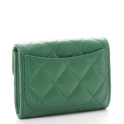 Chanel Caviar Quilted Flap Card Holder Green 3 of 9