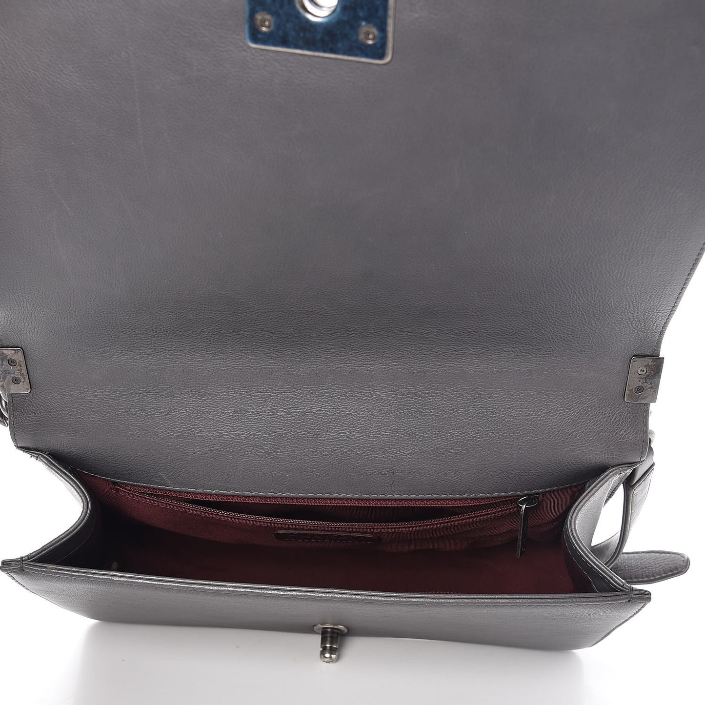 Calfskin Double Stitch New Medium Boy Flap Grey