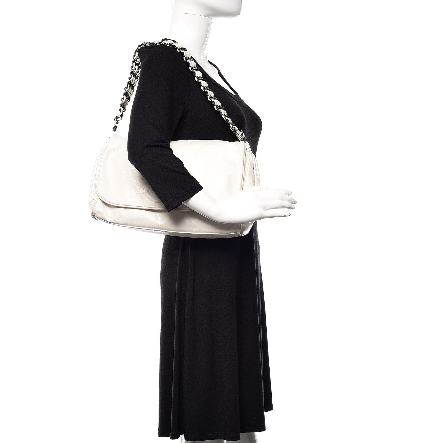 Chanel Calfskin Large Rock and Chain Flap White 2 of 15