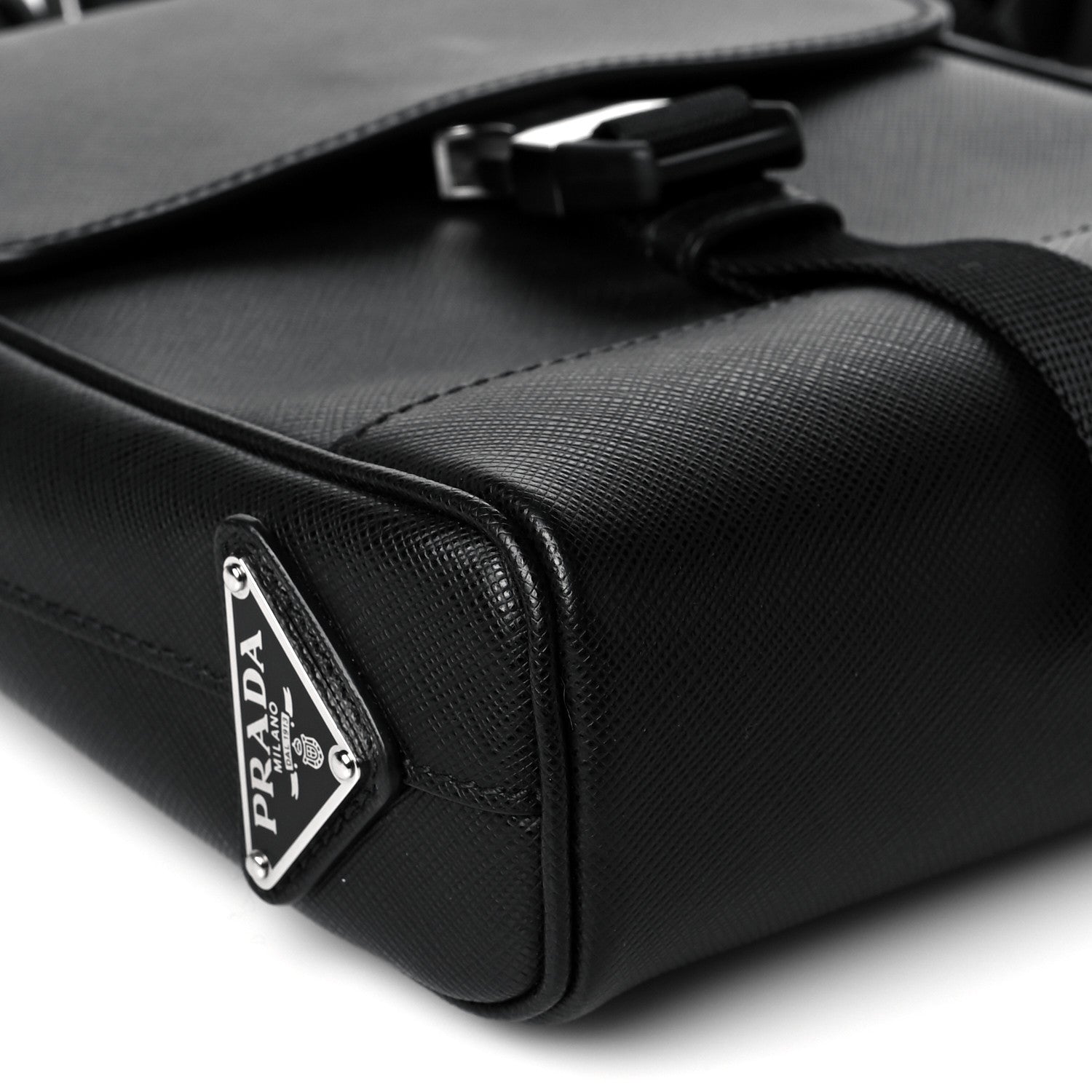 Prada Saffiano Messenger Satchel Black 8 of 9