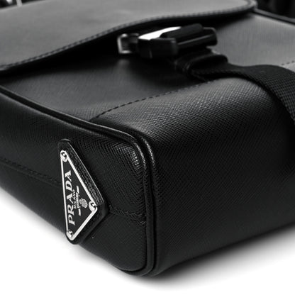 Prada Saffiano Messenger Satchel Black 8 of 9