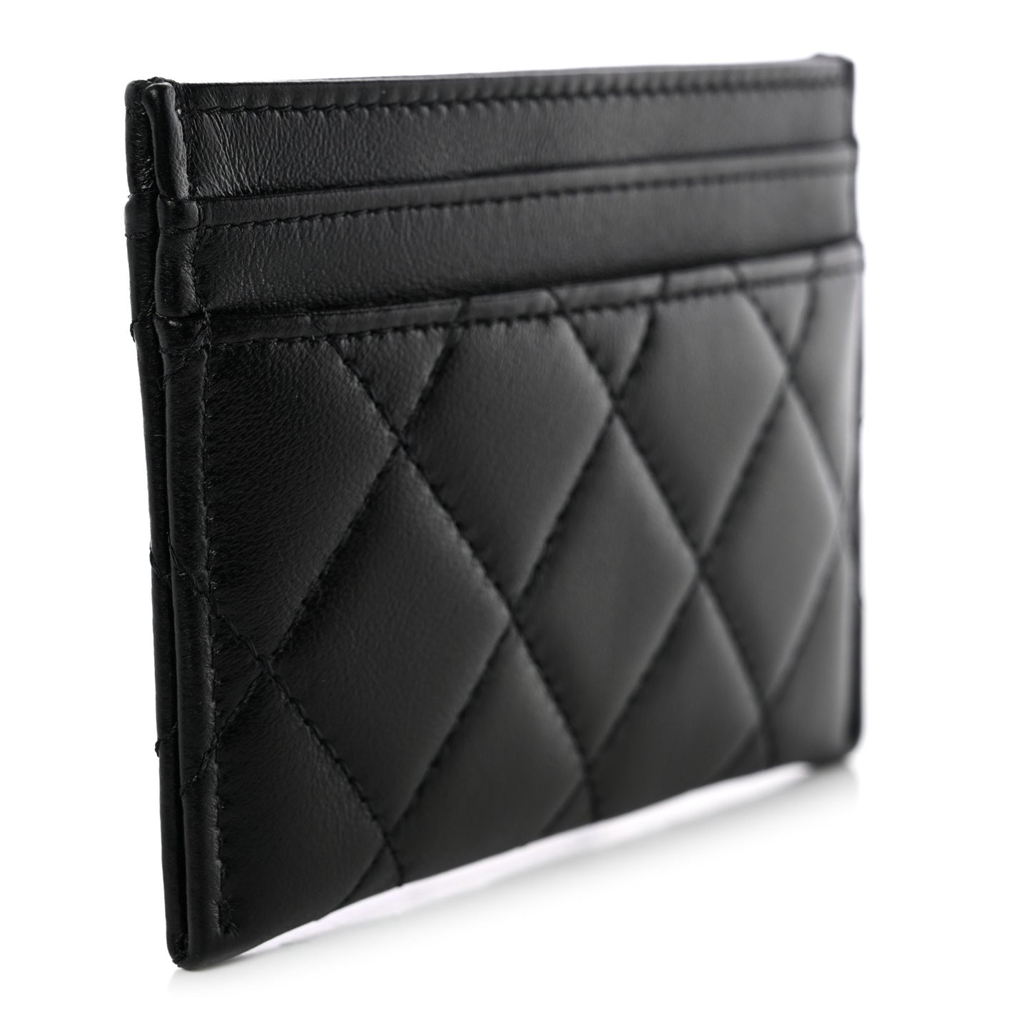 Caviar Quilted Textured CC Card Holder Black