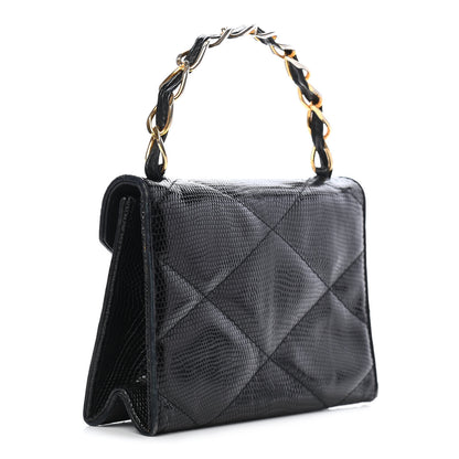 Chanel Lizard Quilted CC Single Flap Bag Black 2 of 12