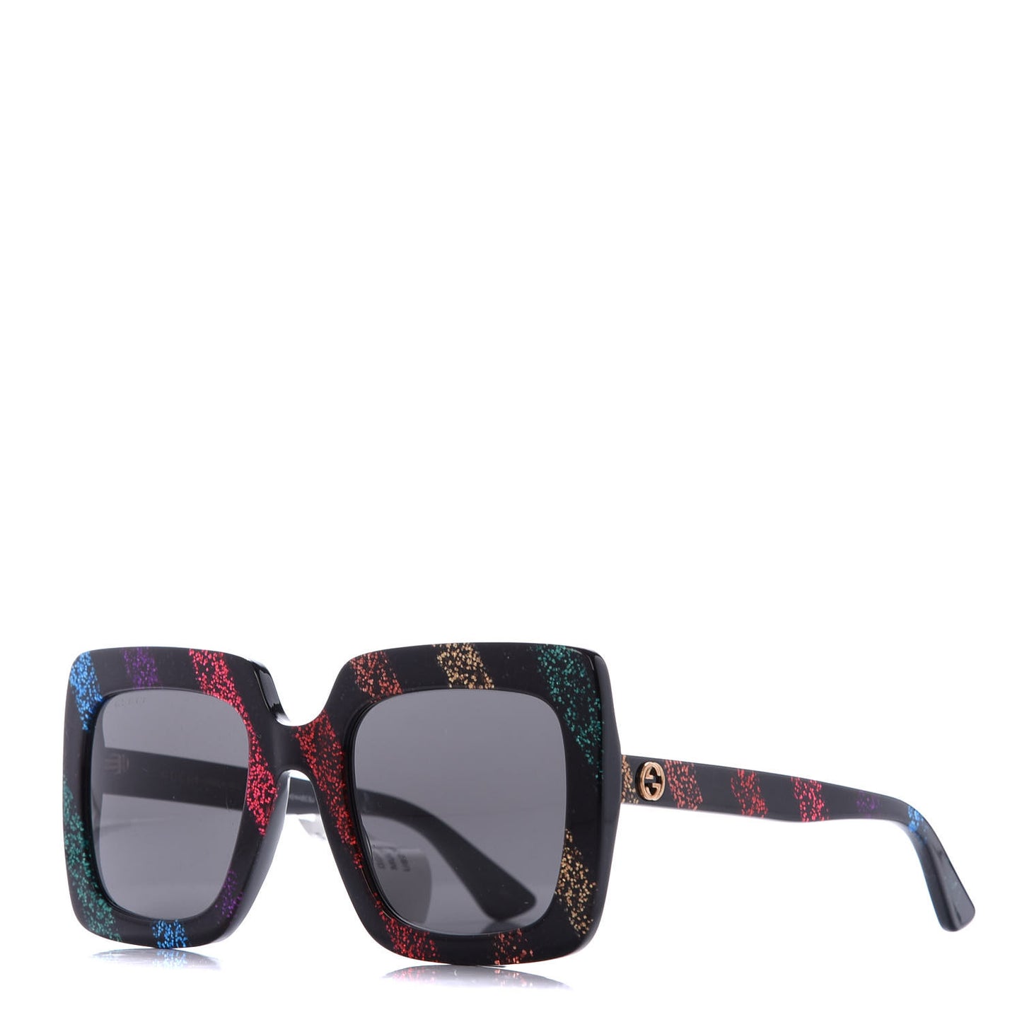 Acetate Oversize Stripe Sunglasses GG0328S Black Multi