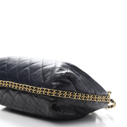 Chanel Calfskin Quilted Coco Shelter Bowling Bag Navy 9 of 11