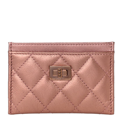 Chanel Metallic Caviar Quilted Reissue Card Holder Rose Gold 1 of 12