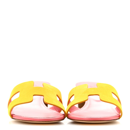 Hermes Suede Goatskin Oasis Sandals 40 Jaune Sable 3 of 9