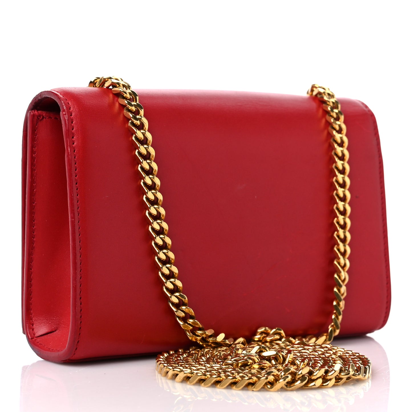 Calfskin Small Classic Monogram Kate Tassel Satchel Red