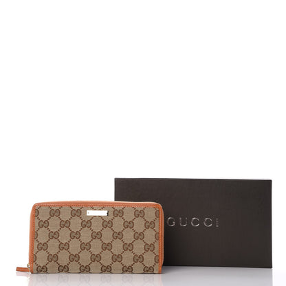 Gucci Monogram Metal Bar Zip Around Wallet Tan 8 of 8