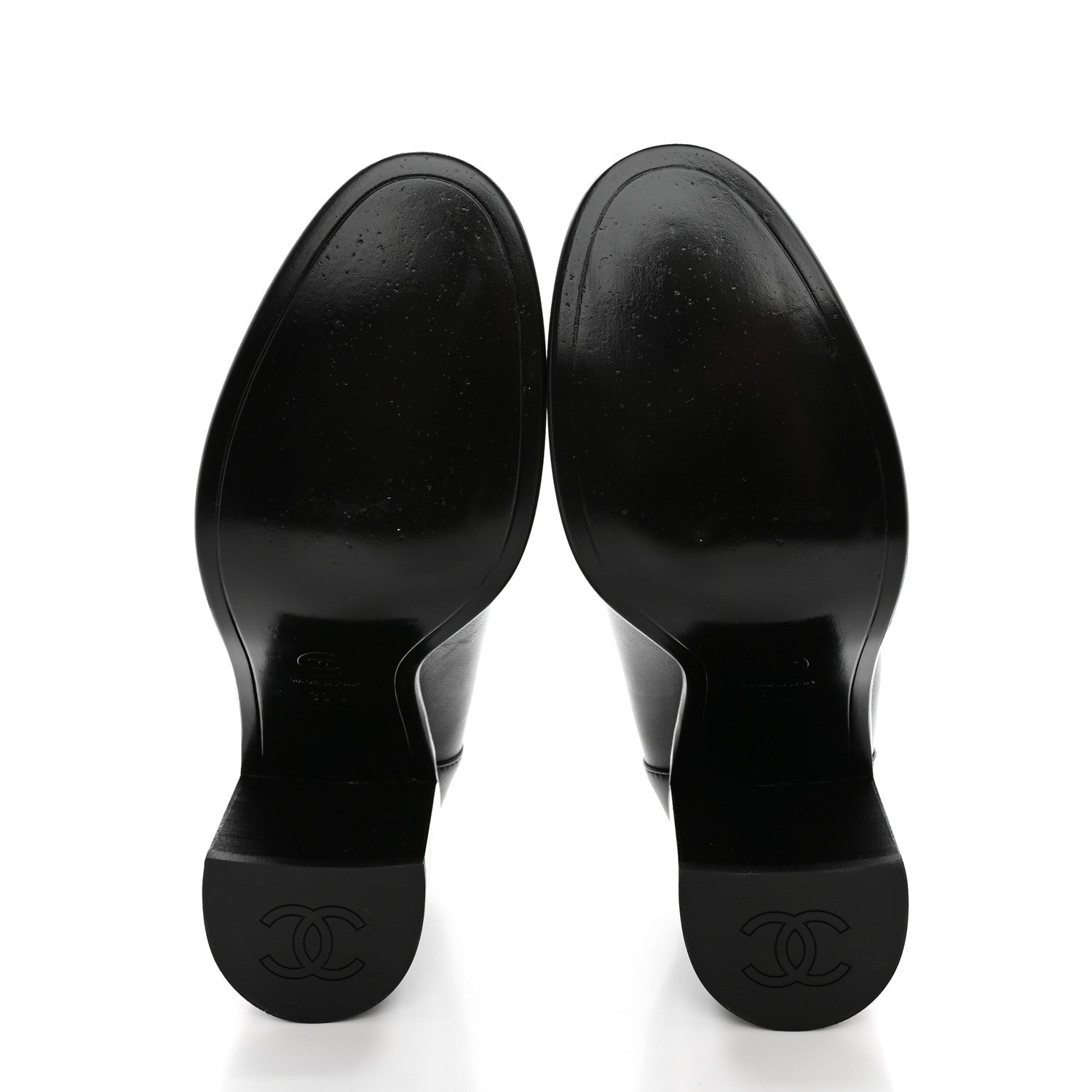 Chanel Calfskin Patent Cap Toe Interlocking CC Ankle Boots 39.5 Black 6 of 13