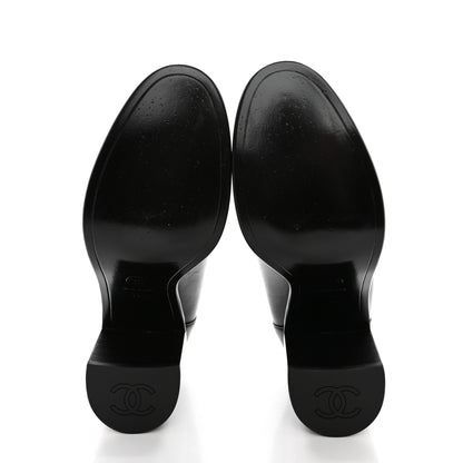 Chanel Calfskin Patent Cap Toe Interlocking CC Ankle Boots 39.5 Black 6 of 13