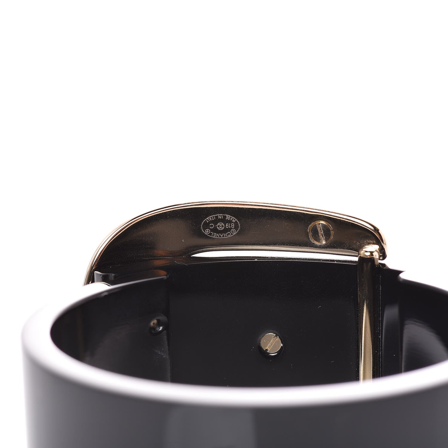 Chanel Resin CC Buckle Cuff Black Gold 4 of 6