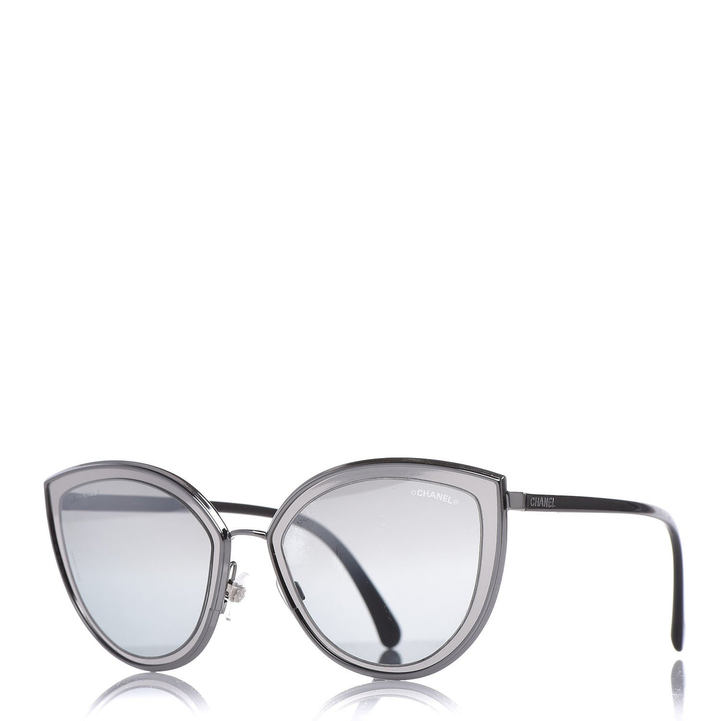 Metal Cat Eye Sunglasses 4222 Silver Black