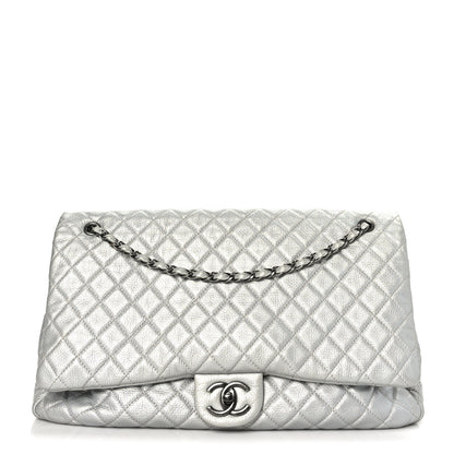 Chanel Metallic Calfskin Quilted XXL Travel Flap Bag Silver 1 of 8