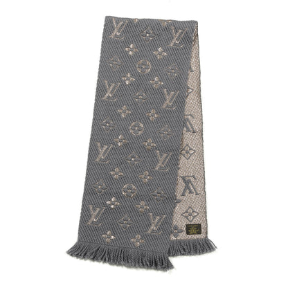 Louis Vuitton Wool Silk Logomania Shine Scarf Gris 2 of 3