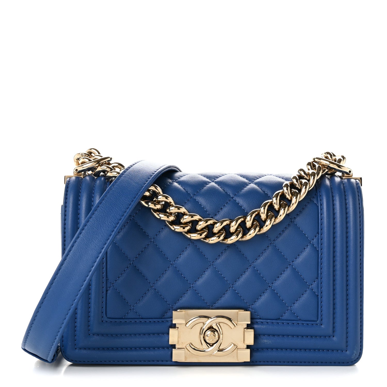 Chanel Lambskin Quilted Small Boy Flap Blue 1 of 11