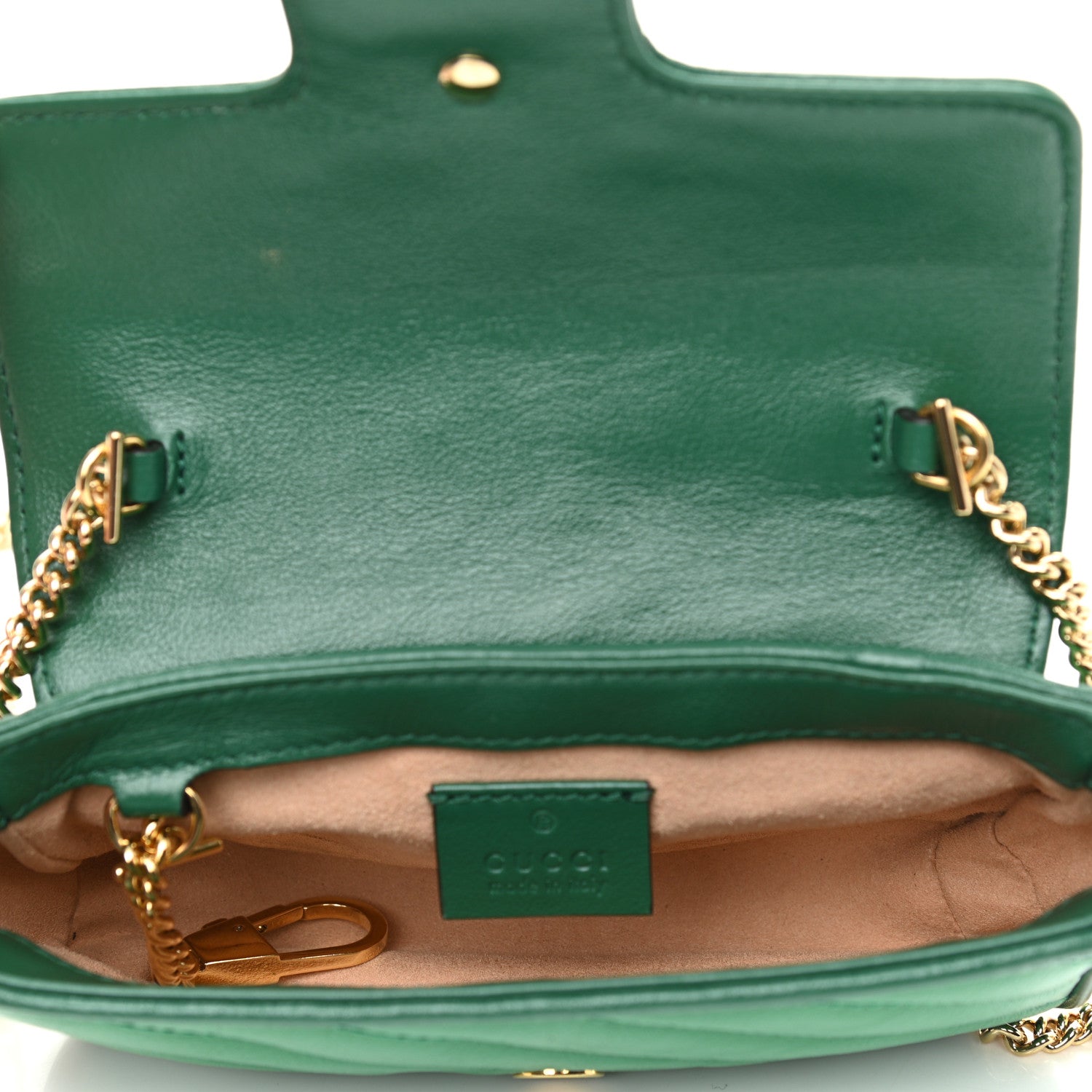 Gucci Azalea Calfskin Enamel Matelasse Diagonal Super Mini Torchon GG Marmont Shoulder Bag New Shamarock Emerald 5 of 9