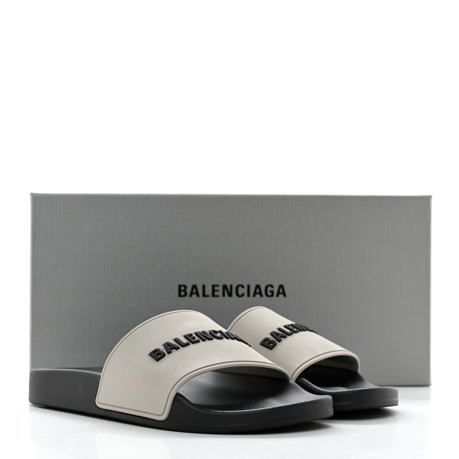 Balenciaga Rubber Womens Logo Pool Slide Sandals 37 Black Grey 10 of 10