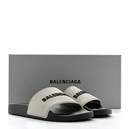 Balenciaga Rubber Womens Logo Pool Slide Sandals 37 Black Grey 10 of 10