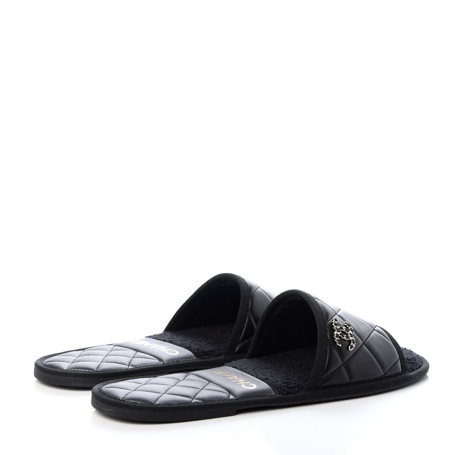 Chanel Lambskin Quilted CC Mules Sandals S Black 4 of 11