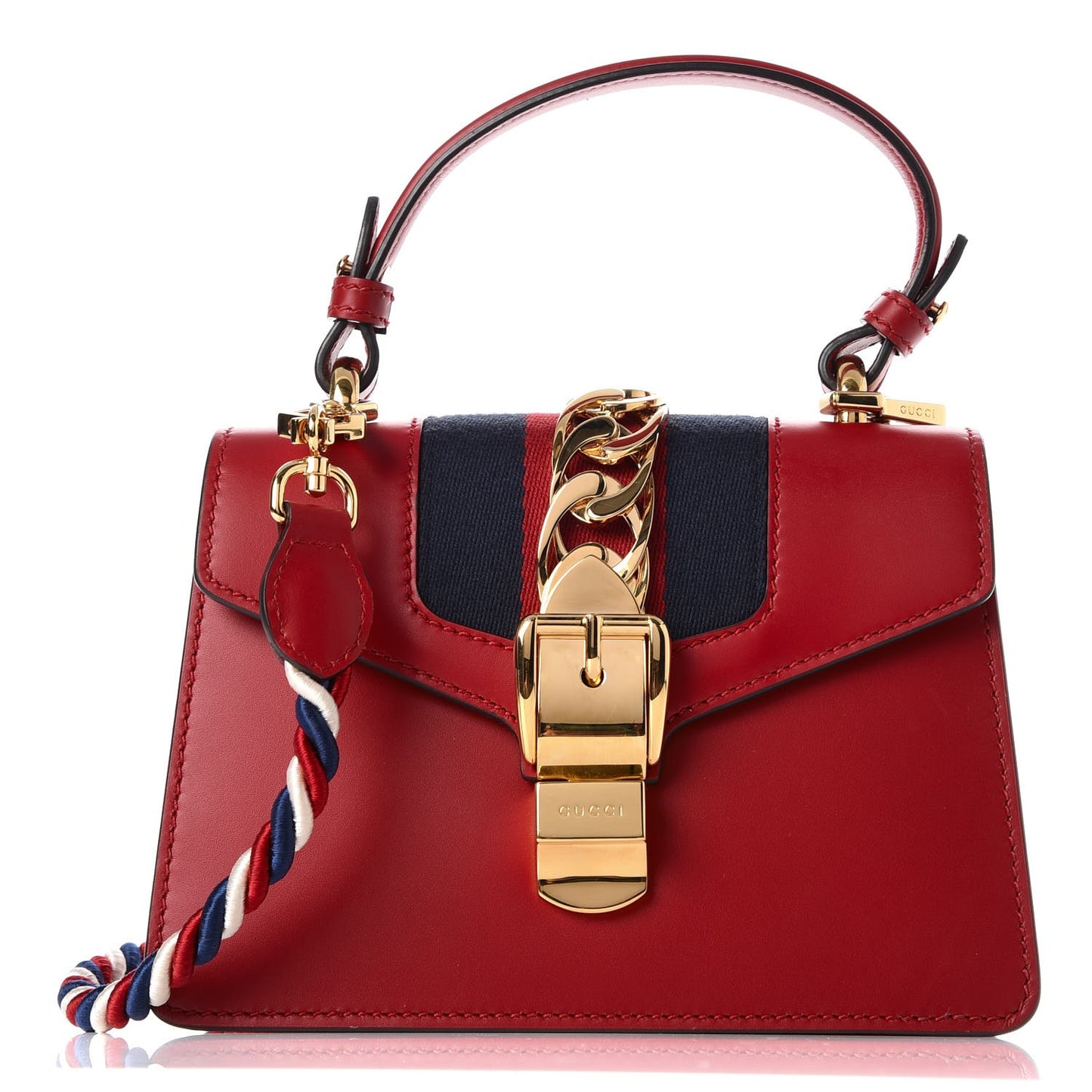 Calfskin Mini Sylvie Top Handle Bag Hibiscus Red