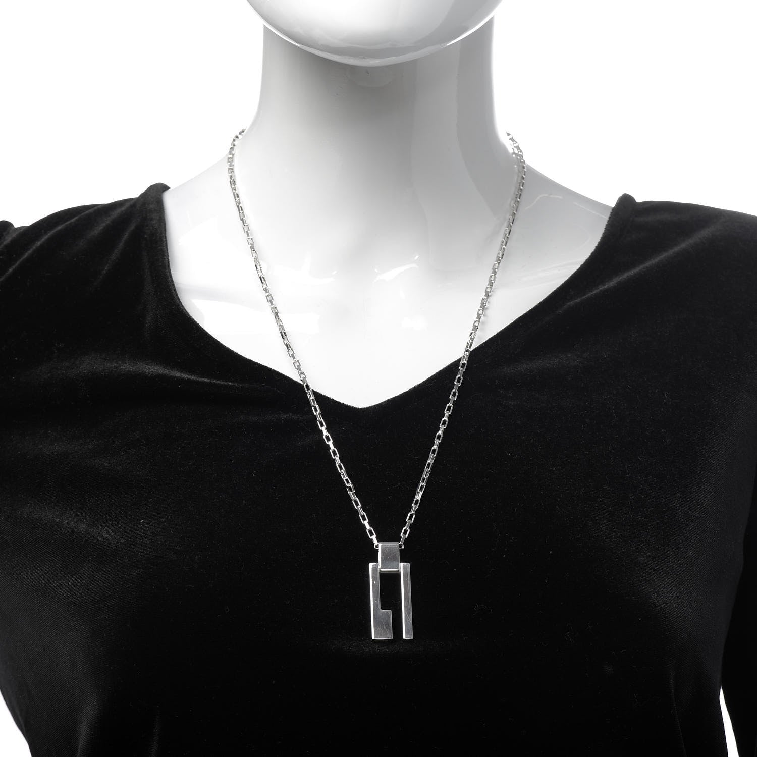 Gucci Sterling Silver Vertical G Pendant Necklace 2 of 5