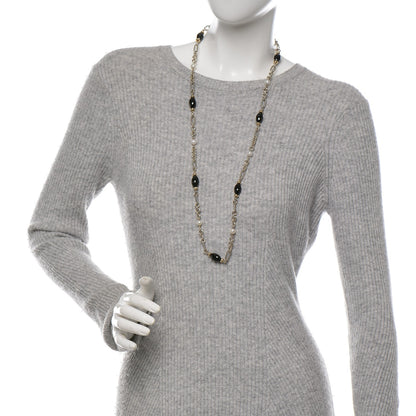 David Yurman Sterling Silver 18K Yellow Gold Black Onyx Pearl Figaro Chain Necklace 2 of 6