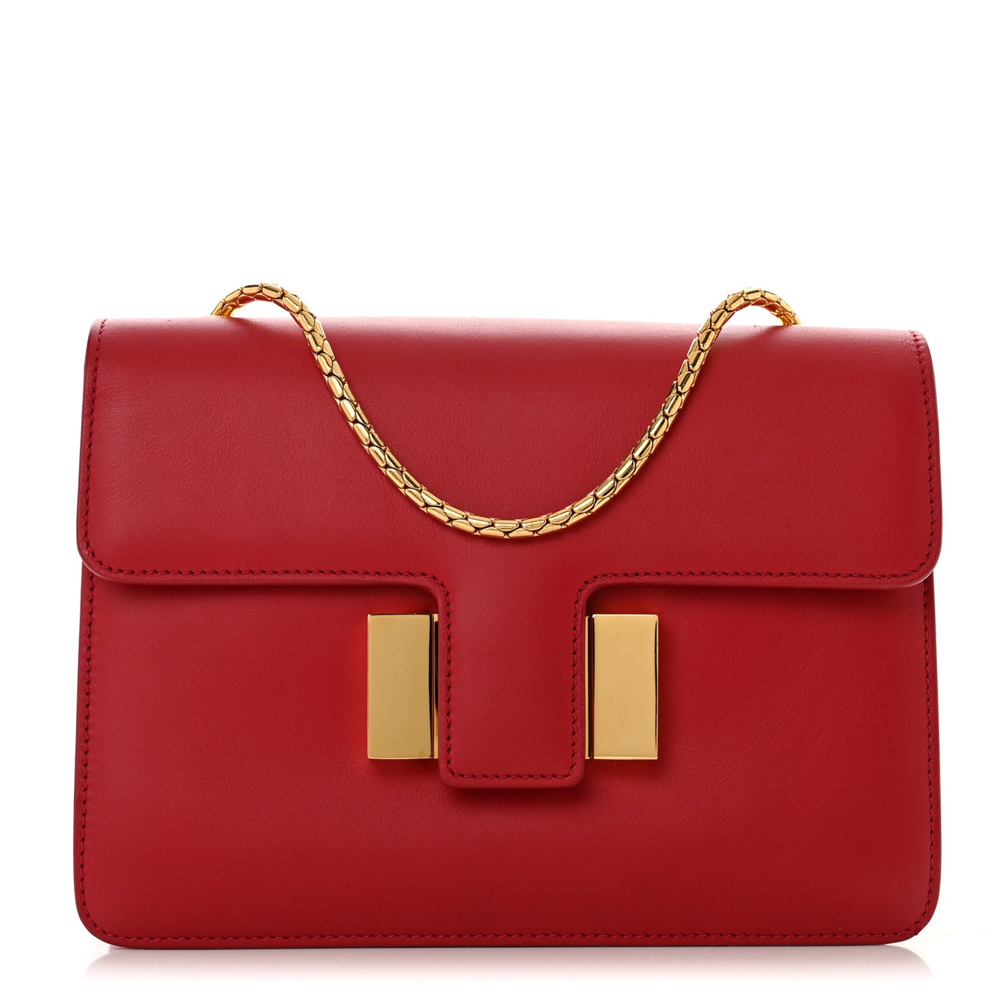 Grained Calfskin Medium Sienna Shoulder Bag Red