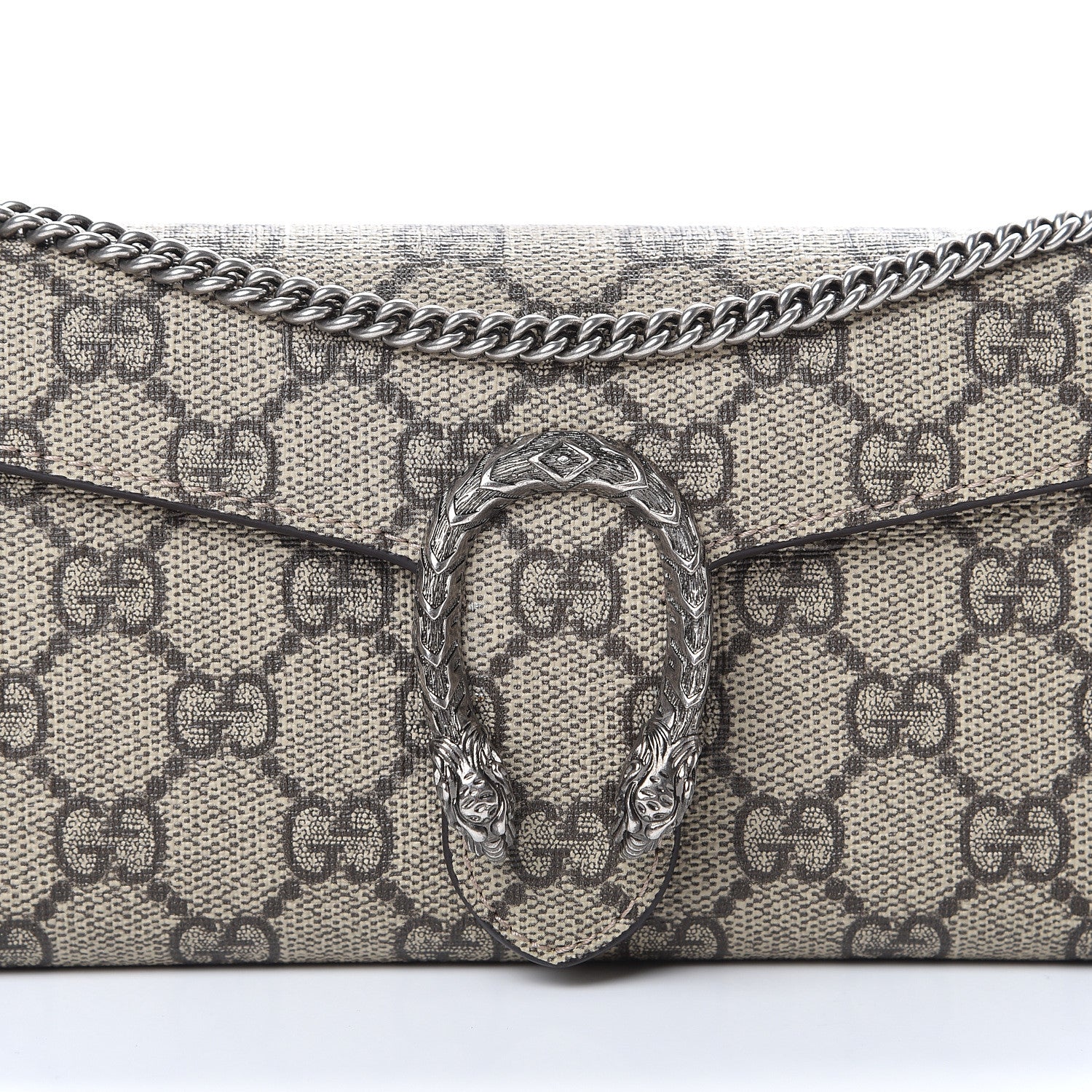 Gucci GG Supreme Monogram Dionysus Chain Clutch Wallet Beige Taupe 8 of 11