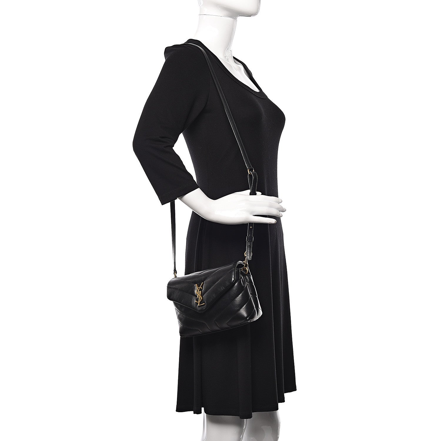 Saint Laurent Calfskin Y Quilted Monogram Toy Loulou Crossbody Bag Black 2 of 11