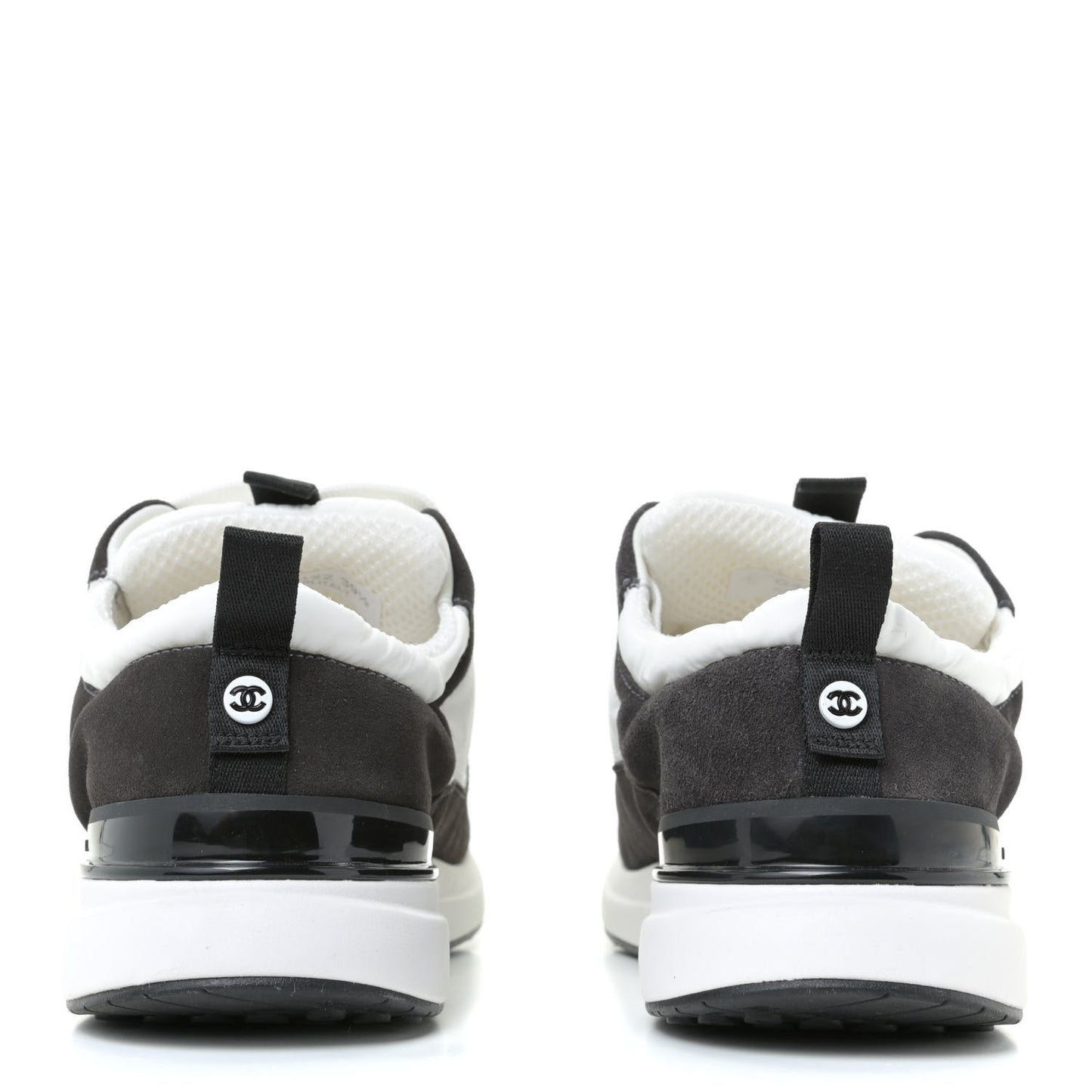 Nylon Calfskin Suede Womens CC Sneakers 39.5 White Black