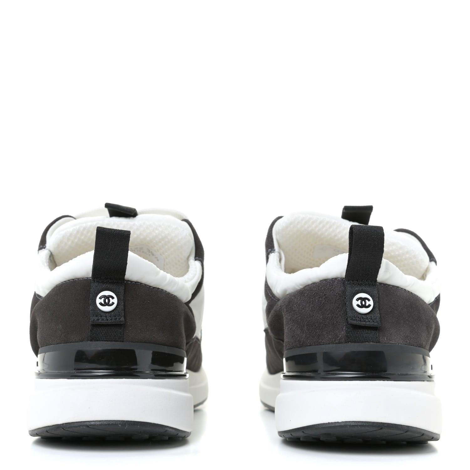 Chanel Nylon Calfskin Suede Womens CC Sneakers 39.5 White Black 5 of 12