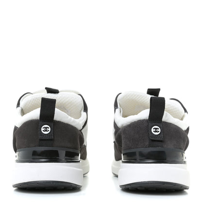 Chanel Nylon Calfskin Suede Womens CC Sneakers 39.5 White Black 5 of 12