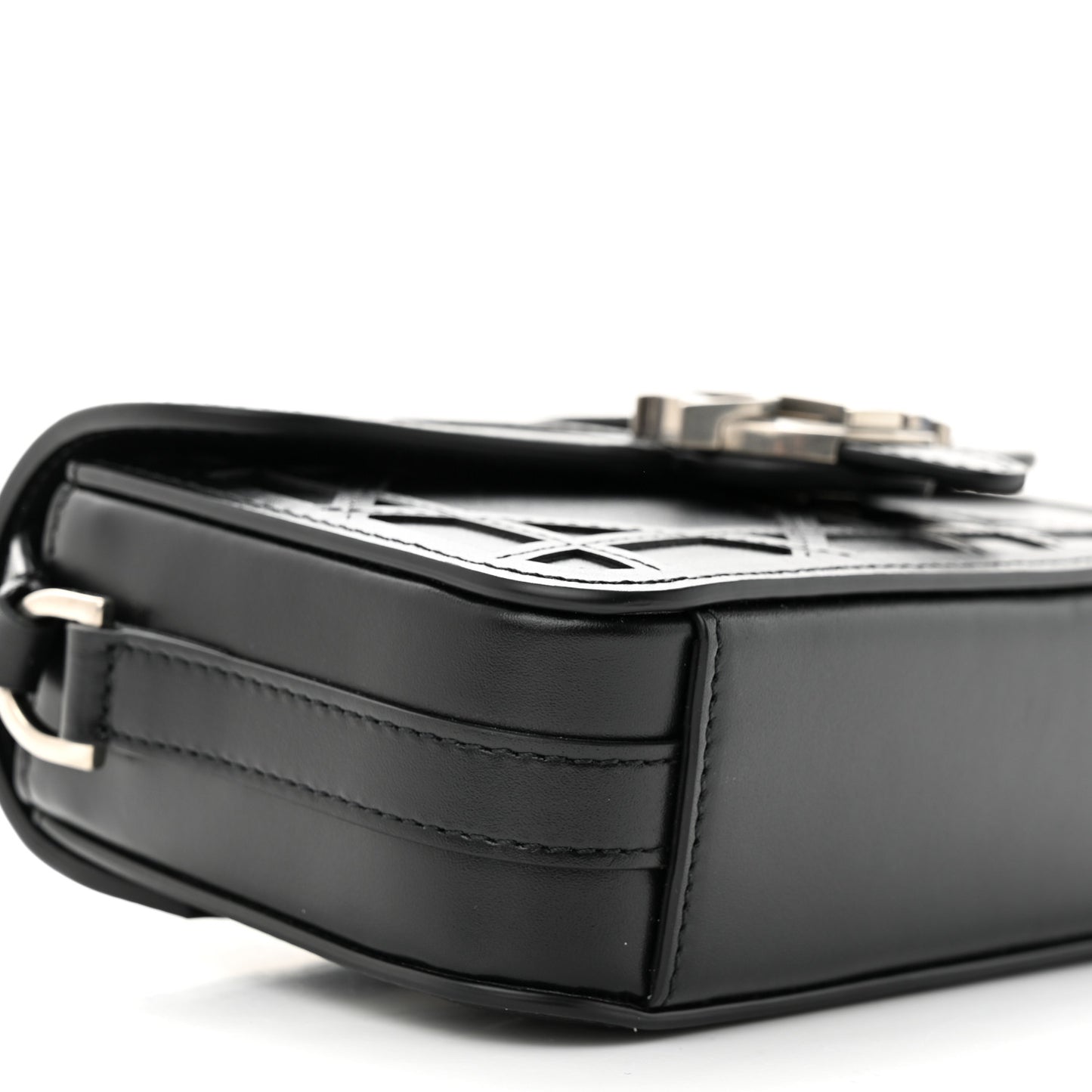Calfskin Cosmo Laser Cut Cannage Mini Dior Charm Bag Black