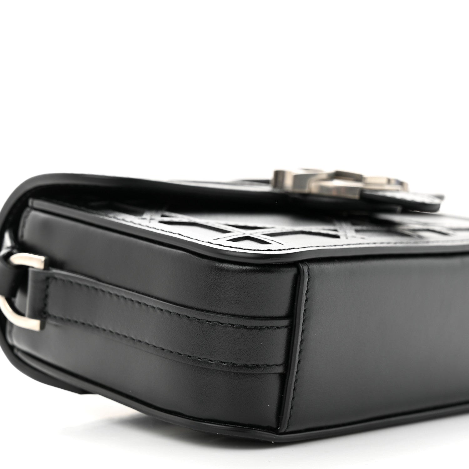Christian Dior Calfskin Cosmo Laser Cut Cannage Mini Dior Charm Bag Black 8 of 9