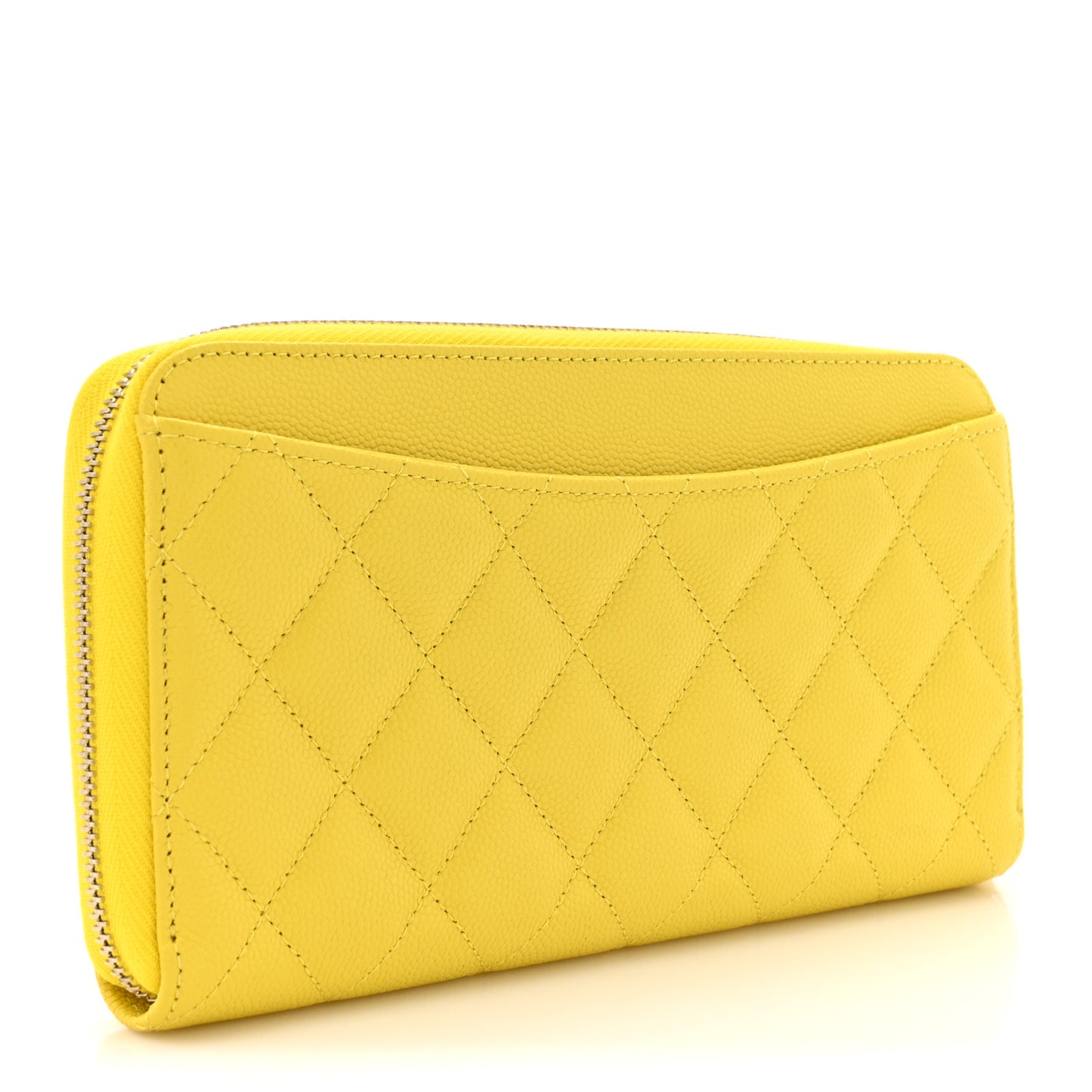 Caviar Quilted Large Gusset Zip Around Wallet Yellow