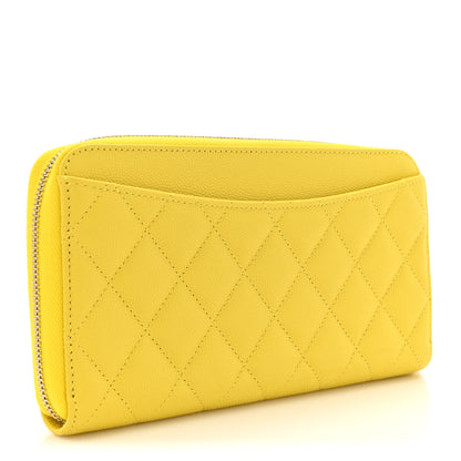 Chanel Caviar Quilted Large Gusset Zip Around Wallet Yellow 3 of 9