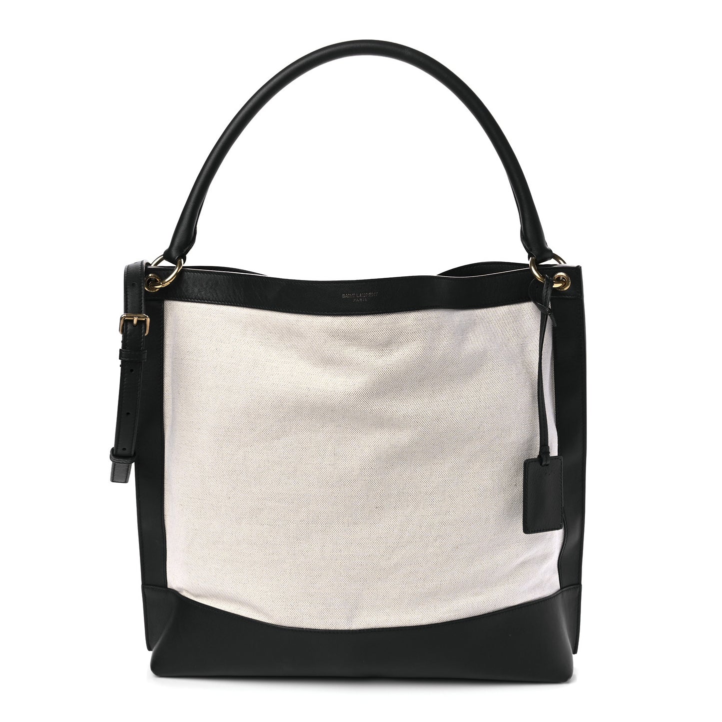 Canvas Calfskin Tag Hobo White Black
