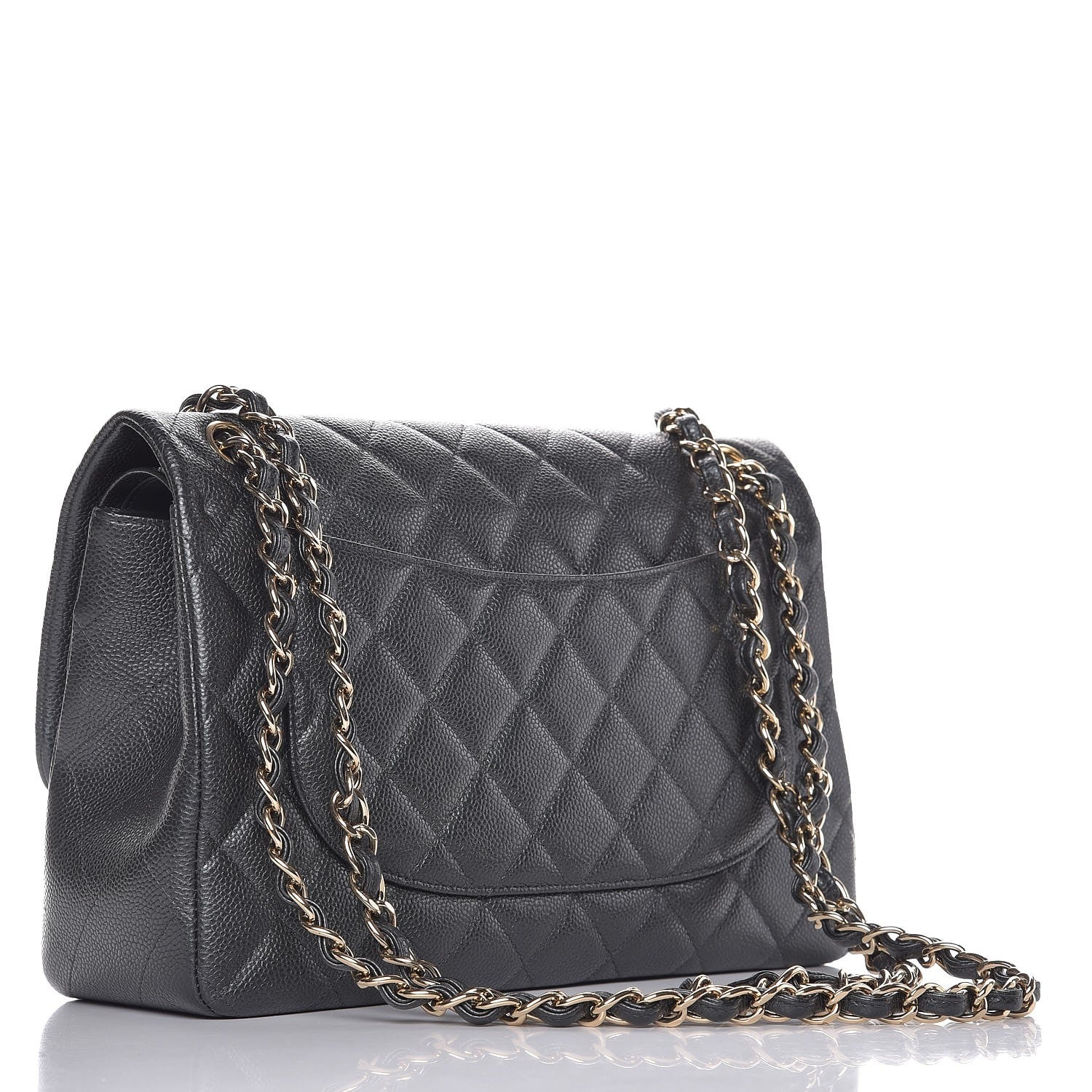 Chanel Metallic Caviar Quilted Jumbo Double Flap Dark Grey 3 of 9